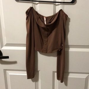 Taupe Off the shoulder crop top- never worn